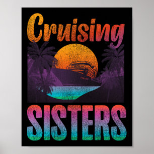 Affiche Vacances sur un bateau de croisière Sœur Fille Vin