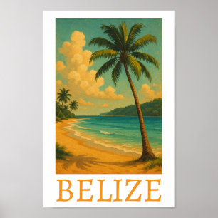 Affiche Vacances tropicale Belize Beach Caraïbes