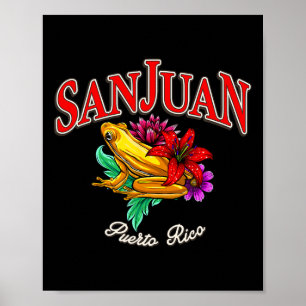 Affiche Vacances tropicales à San Juan avec la grenouille