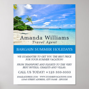 Affiche Vacances tropicales, Annonce des agents de voyage