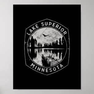 Affiche Vacances vintage au grand air au bord du lac Supér