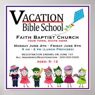 Affiche Vacation Bible School Poster/Flyer - Kids/Kite