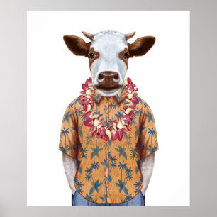 Affiche Vache à chemise hawaïenne