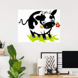 Affiche Vache À Fleur