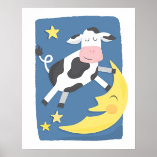 Affiche Vache a sauté la lune