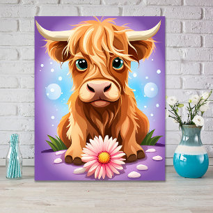 Affiche Vache Adorable et Fantaisiste des Highlands Écossa