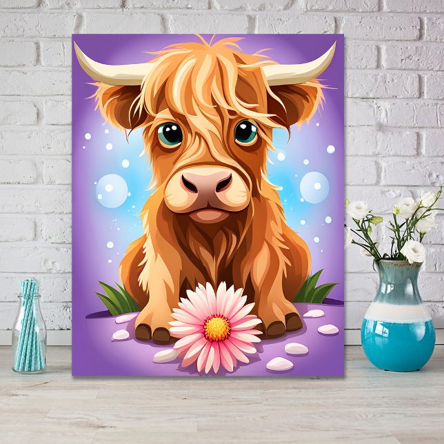 Affiche Vache Adorable et Fantaisiste des Highlands Écossa (Créateur téléchargé)
