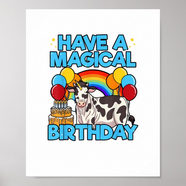 Affiche Vache Anniversaire Magique Arc en Ciel (Devant)
