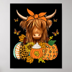 Affiche Vache Automne Et Citrouille Automne Thanksgiving