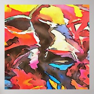 Affiche Vache Awkward Abstrait Black Outline Art