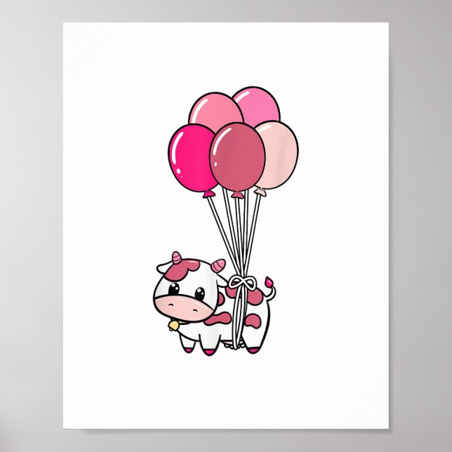 Affiche Vache Birthday Balloon Theme Party Fermier Anniver (Devant)