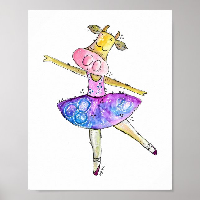Affiche Vache blanche mignonne (Devant)