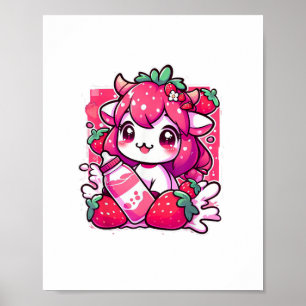 Affiche Vache de fraise Kawaii Anime Lait de fraise _2_1