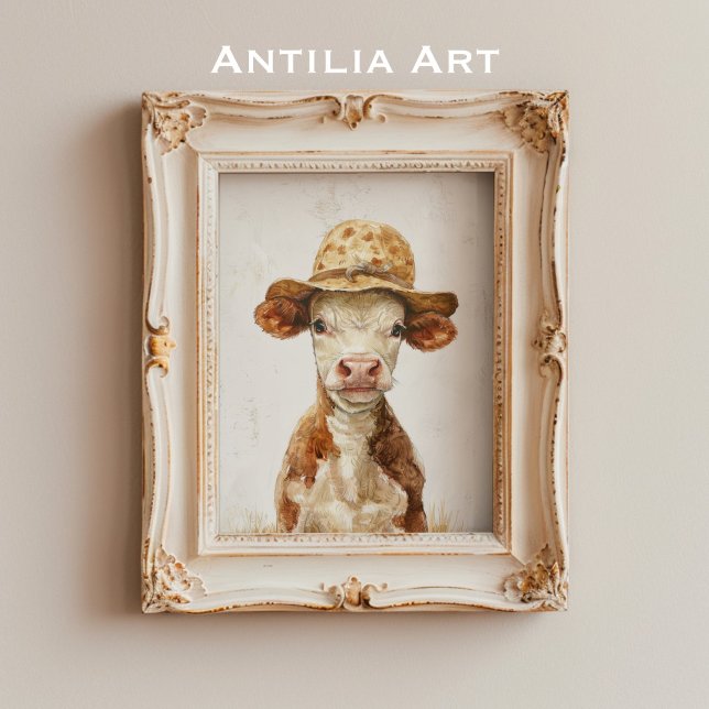 Affiche Vache de Whimsical avec peinture Casquette Veau de (Créateur téléchargé)