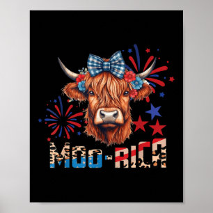 Affiche Vache des Highlands Moo-rica 4 juillet Memorial Da