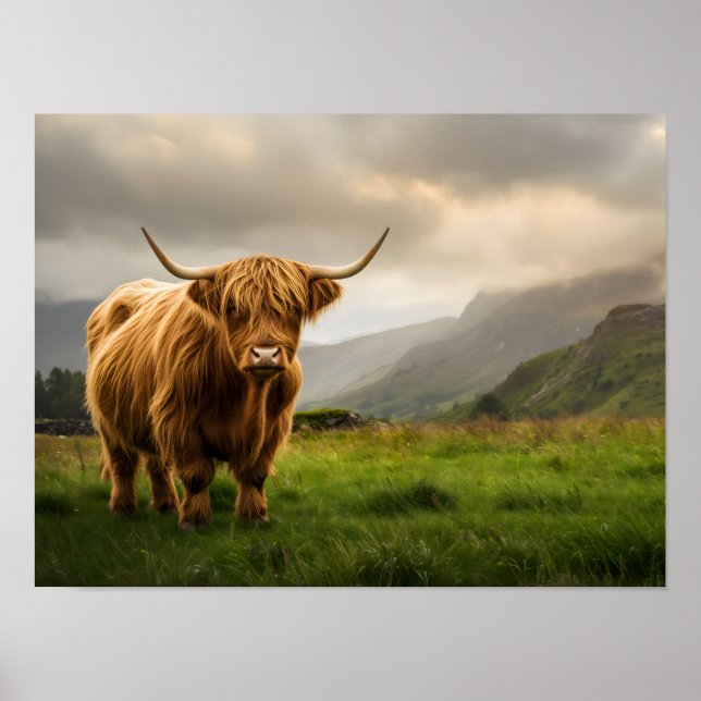Affiche Vache des Highlands Vous Aime (Devant)