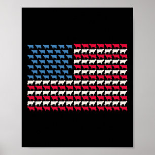 Affiche Vache Drapeau Américain Génisse États-Unis 4 Juill