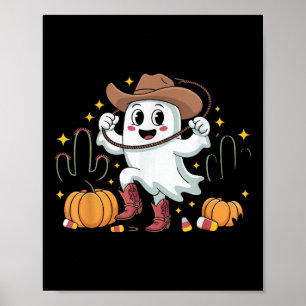 Affiche Vache drôle d'Halloween de fantôme de cow-boy West