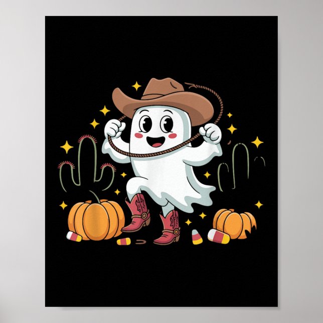 Affiche Vache drôle d'Halloween de fantôme de cow-boy West (Devant)