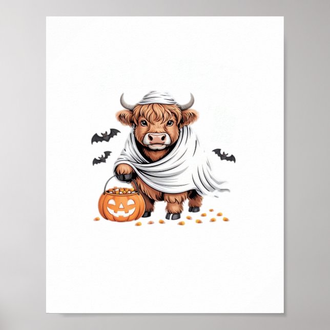 Affiche Vache Drôle Halloween Amoureux des animaux Éffraya (Devant)