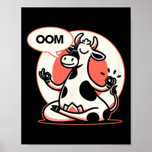Affiche Vache drôle Namaste Yoga Position Lotus Yoga Vache