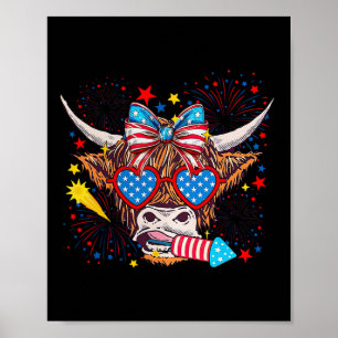 Affiche Vache drôle occidentale américaine 4 juillet 1