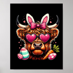 Affiche Vache drôle œuf Joyeuse fête de Pâques Femmes Fill