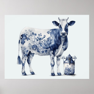 Affiche Vache et pot de lait