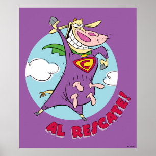 Affiche Vache et poulet Super Vache Al Rescate!