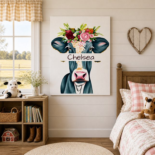 Affiche Vache florale personnalisée  (Créateur téléchargé)
