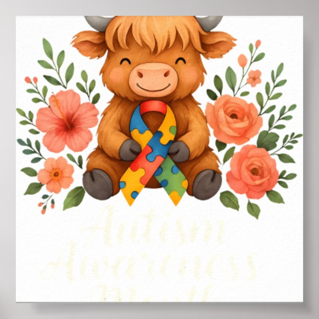Affiche Vache Highland Flora pour la sensibilisation à l'a (Devant)