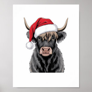 Affiche Vache Highland Père Noël Vache Highland Lover Fa