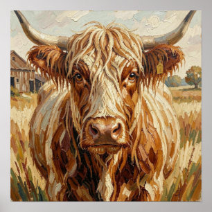 Affiche Vache Impasto Mignonne dans un Ranch Rustique