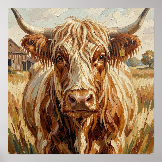 Affiche Vache Impasto Mignonne dans un Ranch Rustique (Devant)