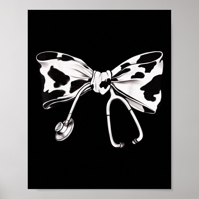 Affiche Vache Imprimer Bow Et Stethoscope Infirmière Infir (Devant)
