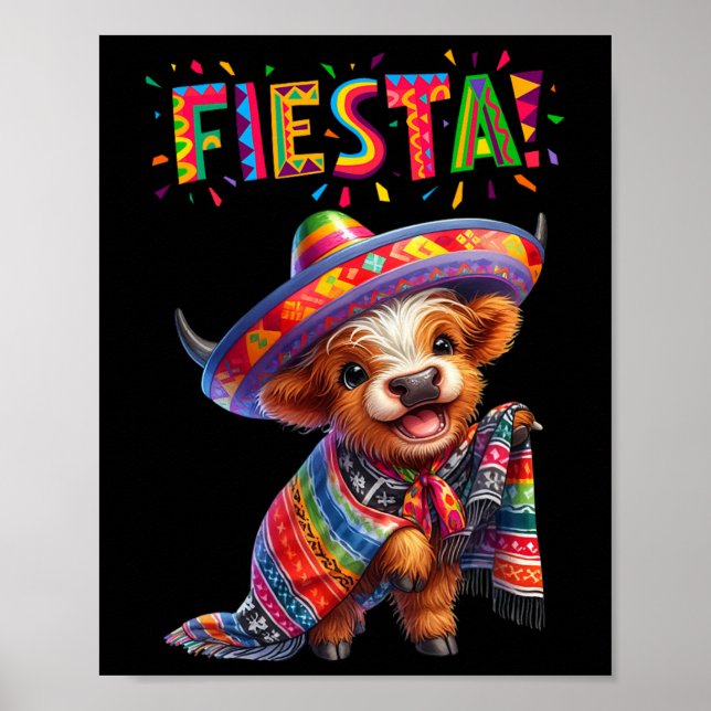 Affiche Vache Imprimer Cinco De Mayo Vache Fête Mexicaine (Devant)