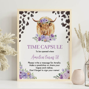 Affiche Vache Imprimer Floral Anniversaire Temps Capsule S