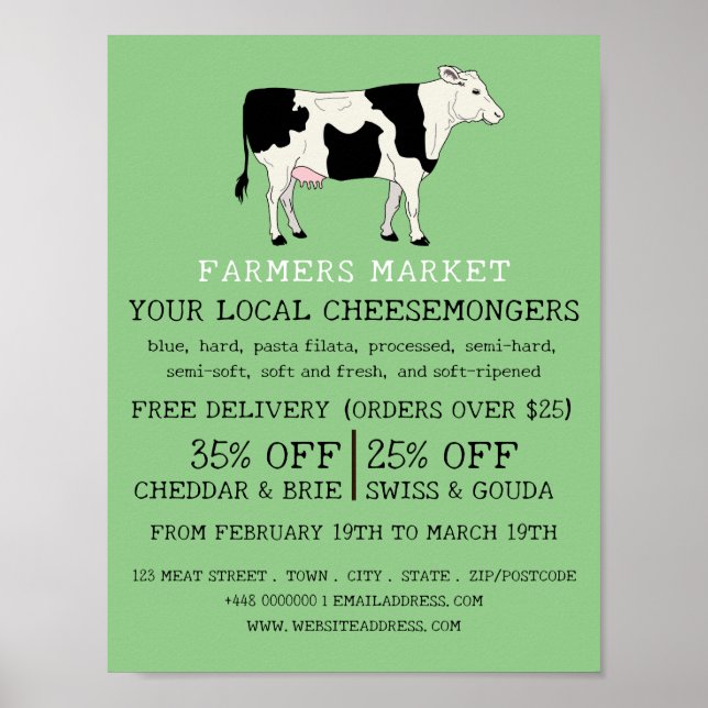 Affiche Vache Laitière, Cheesemonger Publicité (Devant)