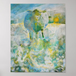 Affiche Vache maman dans le pays Bleu Archival