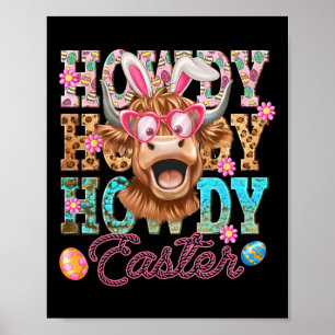 Affiche Vache mignonne de Pâques Vache de Pâques Ouest lap