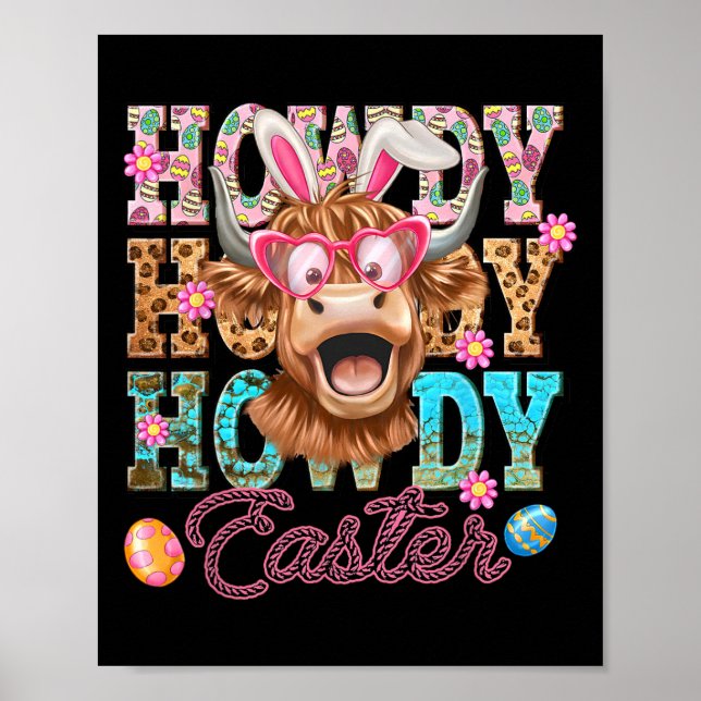 Affiche Vache mignonne de Pâques Vache de Pâques Ouest lap (Devant)