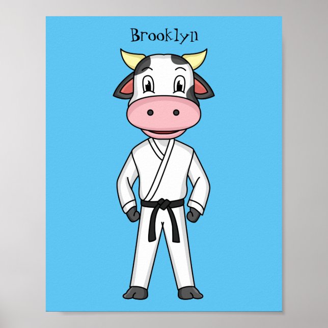 Affiche Vache mignonne en combinaison kung fu (Devant)