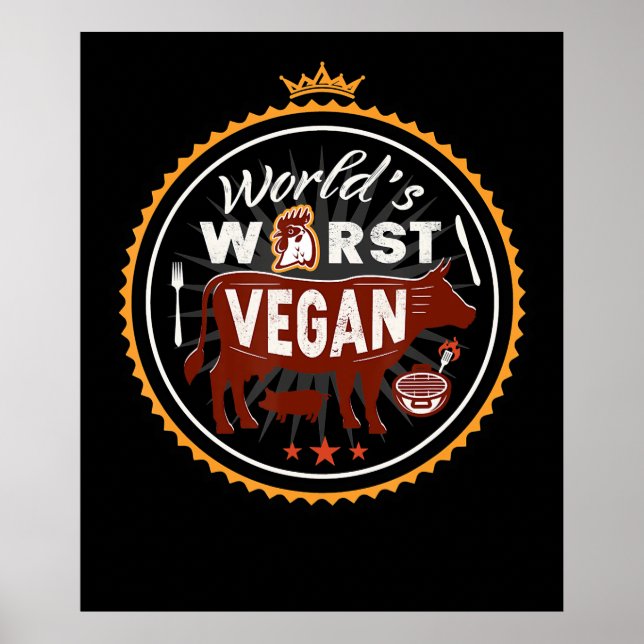 Affiche Vache Mondes le plus mauvais Vegan Meat BBQ (Devant)