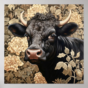 Affiche Vache noire du jardin