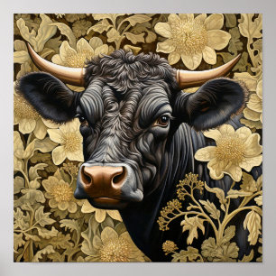 Affiche Vache noire du jardin