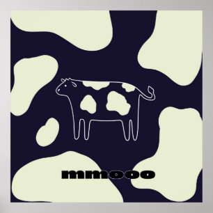 Affiche Vache noire et blanche