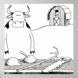 Affiche Vache - Outils QG COLLÉ SUR BLANC TEE SEULEMENT