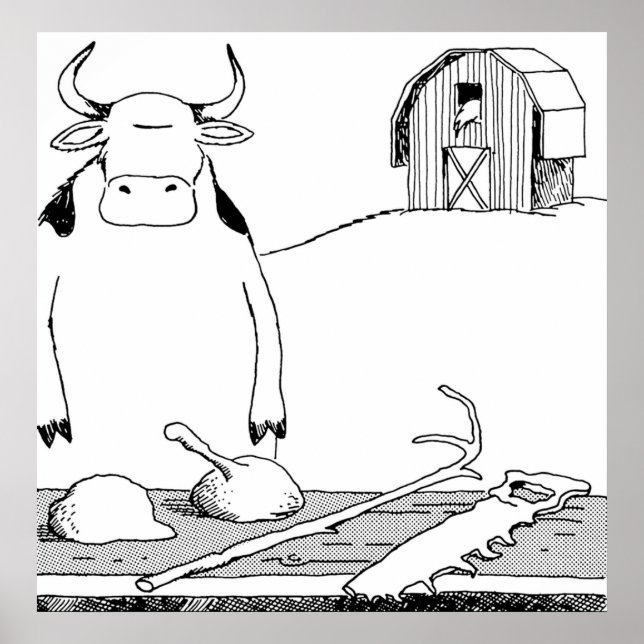 Affiche Vache - Outils QG COLLÉ SUR BLANC TEE SEULEMENT (Devant)