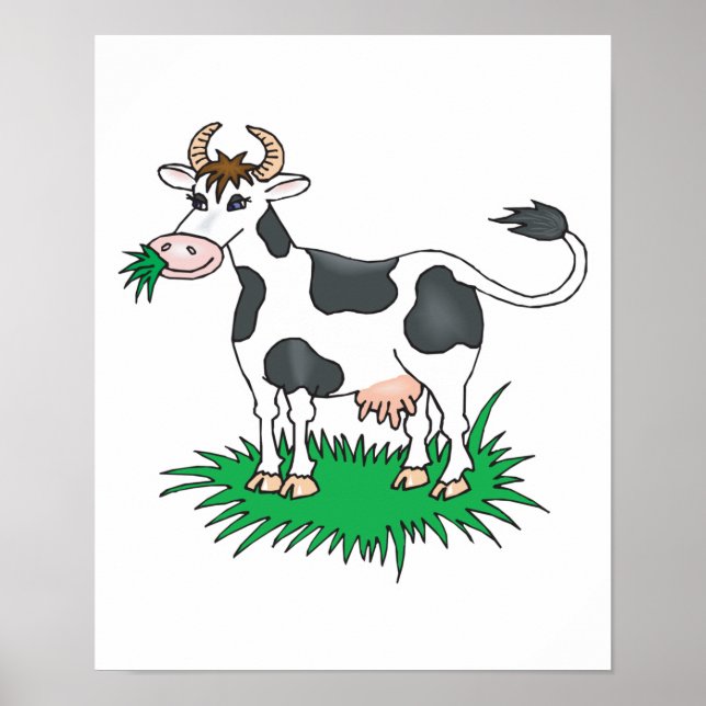 Affiche vache pâturante heureuse (Devant)