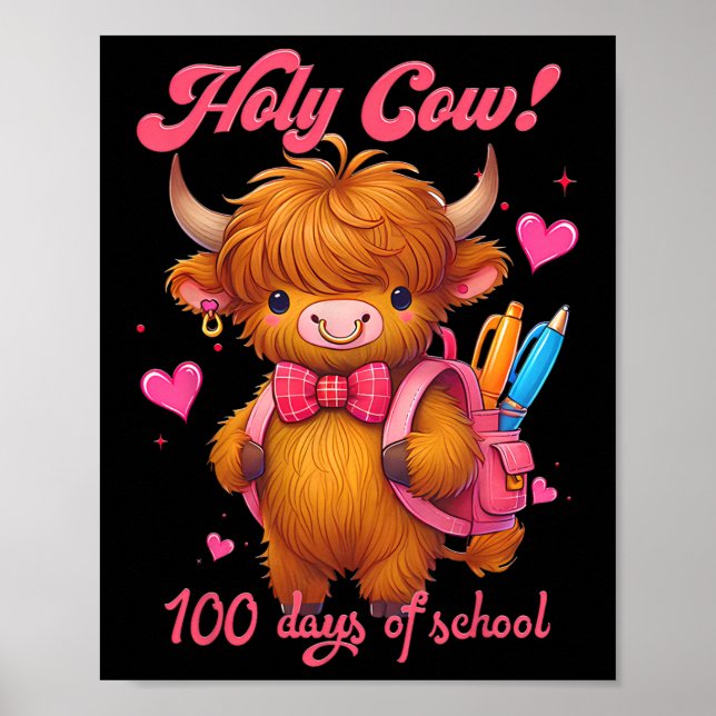 Affiche Vache sacrée 100 jours d'école Mignonne Vache Ense (Devant)